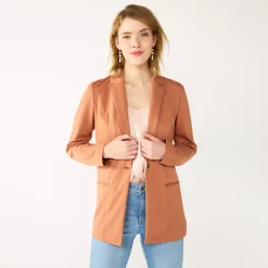 Women's Nine West Relaxed Blazer -Cuddl Duds SHOP 4951623 Mocha Frosting