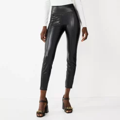 Women's Nine West Seamed Tummy-Control Ponte Leggings 14 Women's Nine West Seamed Tummy-Control Ponte Leggings -Cuddl Duds SHOP 4952203 Black Faux Leather