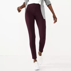 Women's Nine West Seamed Tummy-Control Ponte Leggings 13 Women's Nine West Seamed Tummy-Control Ponte Leggings -Cuddl Duds SHOP 4952203 Midnight Wine