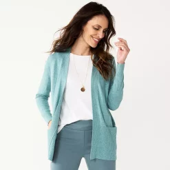 Alternative view of Women's Croft & Barrow® Classic Ribbed Open-Front Cardigan