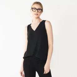 Women's Nine West V-Neck Tank -Cuddl Duds SHOP 4974987 Black