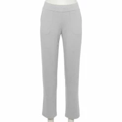 Petite Croft & Barrow® Easy Knit Straight-Leg Pants -Cuddl Duds SHOP 5011472 Gray Heather