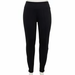 Plus Size Nine West Seamed Tummy-Control Ponte Leggings -Cuddl Duds SHOP 5035946 Black