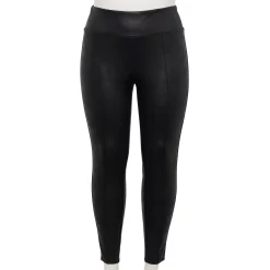 Plus Size Nine West Seamed Tummy-Control Ponte Leggings -Cuddl Duds SHOP 5035946 Black Crackle
