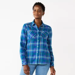 Alternative view of Women's Croft & Barrow® The Extra Soft Plaid Flannel Shirt