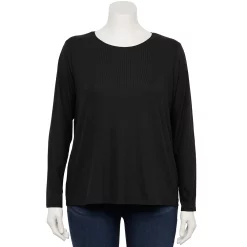 Alternative view of Plus Size Nine West Long Sleeve Crewneck Top