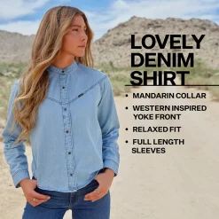 Women's Wrangler Lovely Denim Shirt -Cuddl Duds SHOP 5110719 ALT99