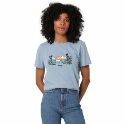 Women's Wrangler Graphic Tee -Cuddl Duds SHOP 5110740 Ash Blue Ocean Sunset
