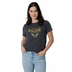 Women's Wrangler Graphic Tee -Cuddl Duds SHOP 5110740 Heather Black Desert