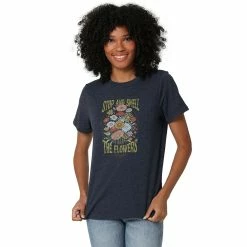 Women's Wrangler Graphic Tee -Cuddl Duds SHOP 5110740 Navy Smell Flowers