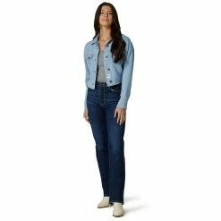 Women's Wrangler High Rise Straight-Leg Jeans -Cuddl Duds SHOP 5142923 ALT5