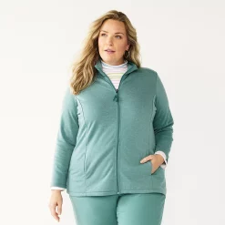 Plus Size Croft & Barrow® Zip-Front Fleece Jacket -Cuddl Duds SHOP 5152260 Green