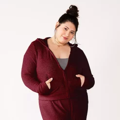 Juniors' Plus Size SO® Cozy Zip Hoodie -Cuddl Duds SHOP 5156039 China Silk