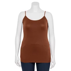 Plus Size Sonoma Goods For Life® Spaghetti Strap Cami -Cuddl Duds SHOP 5158435 Chocolate