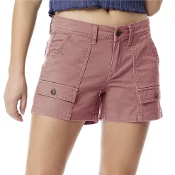 Juniors' Unionbay Clementine Stretch Twill Utility Shorts -Cuddl Duds SHOP 5180187 Dusty Rose