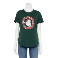 Women's Sonoma Goods For Life® Short Sleeve Holiday Graphic Tee 13 Women's Sonoma Goods For Life® Short Sleeve Holiday Graphic Tee -Cuddl Duds SHOP 5180762 Green Santa