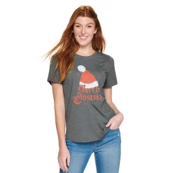 Women's Sonoma Goods For Life® Short Sleeve Holiday Graphic Tee 16 Women's Sonoma Goods For Life® Short Sleeve Holiday Graphic Tee -Cuddl Duds SHOP 5180762 Merry Christmas Gray
