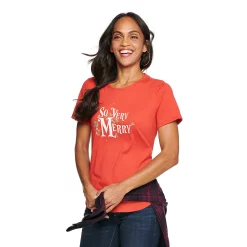 Women's Sonoma Goods For Life® Short Sleeve Holiday Graphic Tee 21 Women's Sonoma Goods For Life® Short Sleeve Holiday Graphic Tee -Cuddl Duds SHOP 5180762 So Very Merry Red