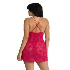 Alternative view of Plus Size Lilac+London Lace Chemise & Panty Lingerie Set