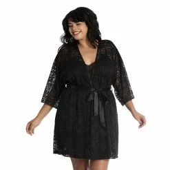 Plus Size Lilac+London Stretch Lace Wrap Robe 8 Plus Size Lilac+London Stretch Lace Wrap Robe -Cuddl Duds SHOP 5190548 ALT3