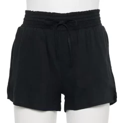 Juniors' SO® Smocked Shorts -Cuddl Duds SHOP 5198562 Black Luxe