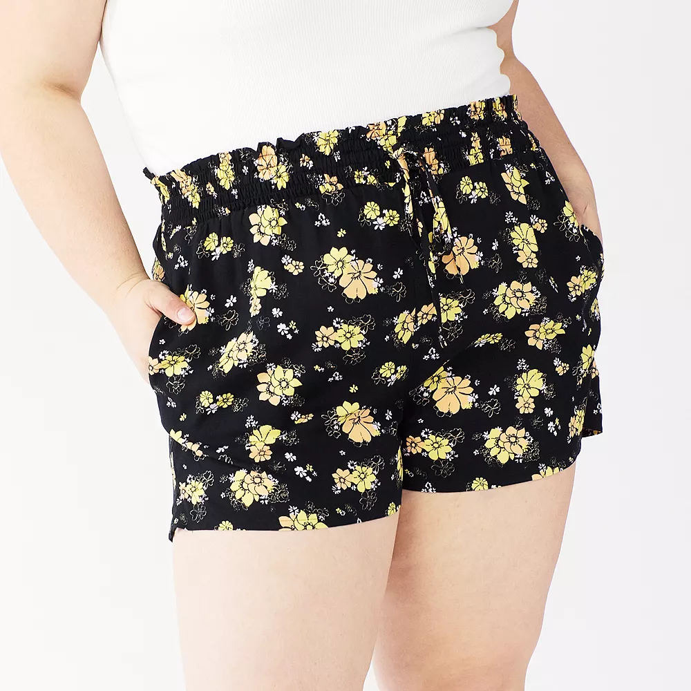 Juniors' Plus Size SO® Smocked Shorts 3 Juniors' Plus Size SO® Smocked Shorts - Image 3