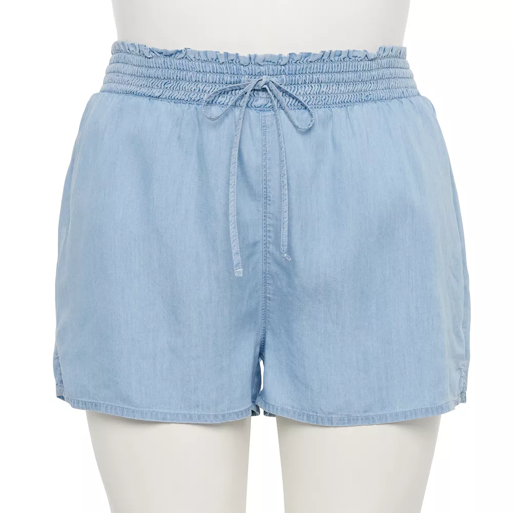 Juniors' Plus Size SO® Smocked Shorts 1 Juniors' Plus Size SO® Smocked Shorts