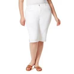 Plus Size Gloria Vanderbilt Kaia Denim Skimmer Shorts -Cuddl Duds SHOP 5199602 Vintage White