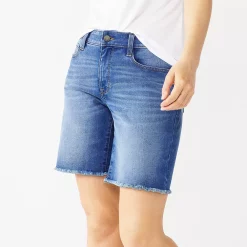 Women's Nine West Slimming Pocket High-Waisted Bermuda Shorts 8 Women's Nine West Slimming Pocket High-Waisted Bermuda Shorts -Cuddl Duds SHOP 5204233 Medium Wash