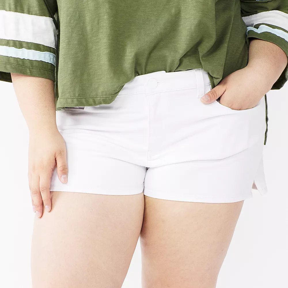 Juniors' Plus Size SO® Low-Rise Shortie Shorts 1 Juniors' Plus Size SO® Low-Rise Shortie Shorts