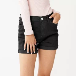 Juniors' SO® High Rise Midi Shorts -Cuddl Duds SHOP 5211011 Black