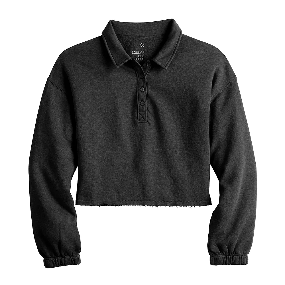 Juniors' SO® Long Sleeve Fleece Polo 10 Juniors' SO® Long Sleeve Fleece Polo - Image 10