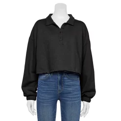 Juniors' SO® Long Sleeve Fleece Polo 14 Juniors' SO® Long Sleeve Fleece Polo -Cuddl Duds SHOP 5212309 Black