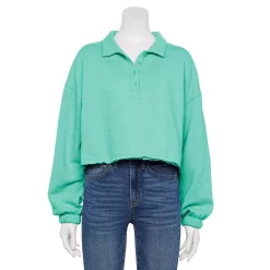 Juniors' SO® Long Sleeve Fleece Polo 15 Juniors' SO® Long Sleeve Fleece Polo -Cuddl Duds SHOP 5212309 Island Teal
