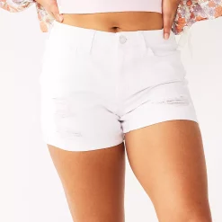 Juniors' SO® High Rise Curvy Midi Shorts -Cuddl Duds SHOP 5220672 White