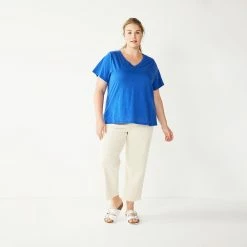 Plus Size Sonoma Goods For Life® Everyday V-Neck Tee -Cuddl Duds SHOP 5232140 Hyacinth Falls