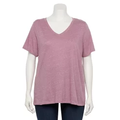 Plus Size Sonoma Goods For Life® Everyday V-Neck Tee -Cuddl Duds SHOP 5232145 Dusty Purple