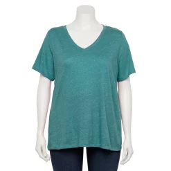 Plus Size Sonoma Goods For Life® Everyday V-Neck Tee -Cuddl Duds SHOP 5232145 Nightly Blue