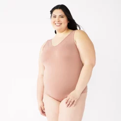 Juniors' Plus Size SO® Seamless V-Neck Tank Bodysuit -Cuddl Duds SHOP 5233790 ALT