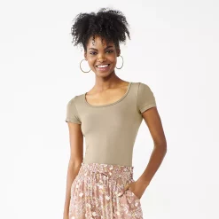 Juniors' SO® Seamless Short Sleeve Bodysuit 13 Juniors' SO® Seamless Short Sleeve Bodysuit -Cuddl Duds SHOP 5234069 Brighton Khaki
