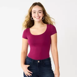 Juniors' SO® Seamless Short Sleeve Bodysuit 21 Juniors' SO® Seamless Short Sleeve Bodysuit -Cuddl Duds SHOP 5234069 Wine Chalet