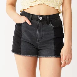 Juniors' SO® High Rise Mom Shorts -Cuddl Duds SHOP 5234406 Front Seam Black