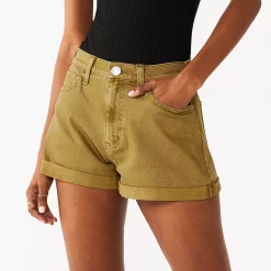 Juniors' SO® High Rise Mom Shorts -Cuddl Duds SHOP 5234406 Olive
