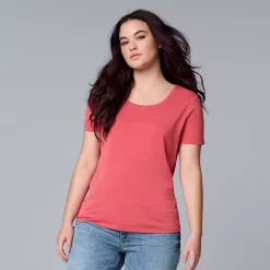 Women's Simply Vera Vera Wang Relaxed Fit Tee -Cuddl Duds SHOP 5234511 Comet Coral