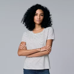 Women's Simply Vera Vera Wang Relaxed Fit Tee -Cuddl Duds SHOP 5234511 Modern Stripe C