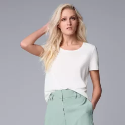 Women's Simply Vera Vera Wang Relaxed Fit Tee -Cuddl Duds SHOP 5234511 White Knight
