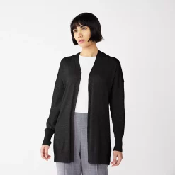 Women's Nine West Essential Lightweight Cardigan 16 Women's Nine West Essential Lightweight Cardigan -Cuddl Duds SHOP 5234642 Black