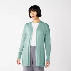 Women's Nine West Essential Lightweight Cardigan 19 Women's Nine West Essential Lightweight Cardigan -Cuddl Duds SHOP 5234642 Huxley Blue