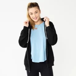 Juniors' SO® Oversized Zip-Up Hoodie 19 Juniors' SO® Oversized Zip-Up Hoodie -Cuddl Duds SHOP 5236393 Black Luxe