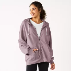 Juniors' SO® Oversized Zip-Up Hoodie 15 Juniors' SO® Oversized Zip-Up Hoodie -Cuddl Duds SHOP 5236393 Muted Plum
